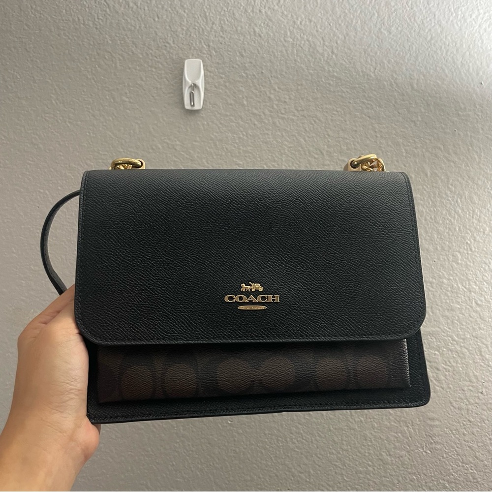 Coach Klare crossbody black gold walnut brown purse bag - Picture 5 of 13